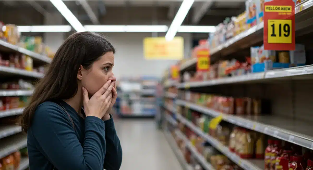 Empty grocery store shelves depicting consumer impact of supply chain issues.