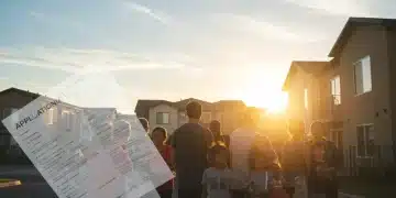 Diverse community standing in front of new affordable housing complex, symbolizing federal housing assistance
