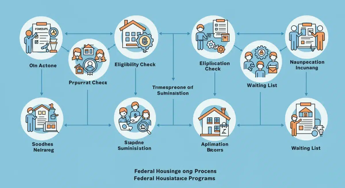 Infographic detailing the application process for federal housing assistance programs