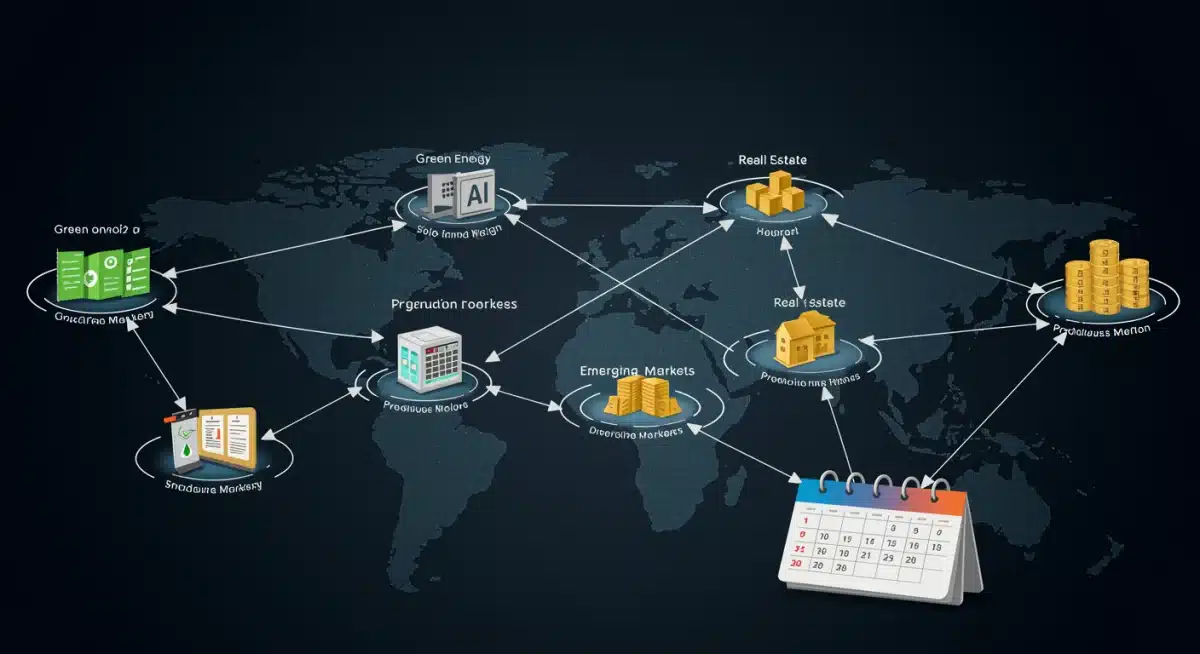 Infographic showing a diversified investment portfolio for 2026, highlighting various asset classes