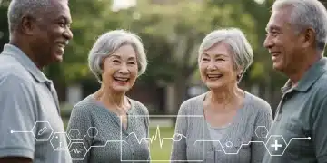 Seniors discussing Medicare benefits and healthcare savings in 2026