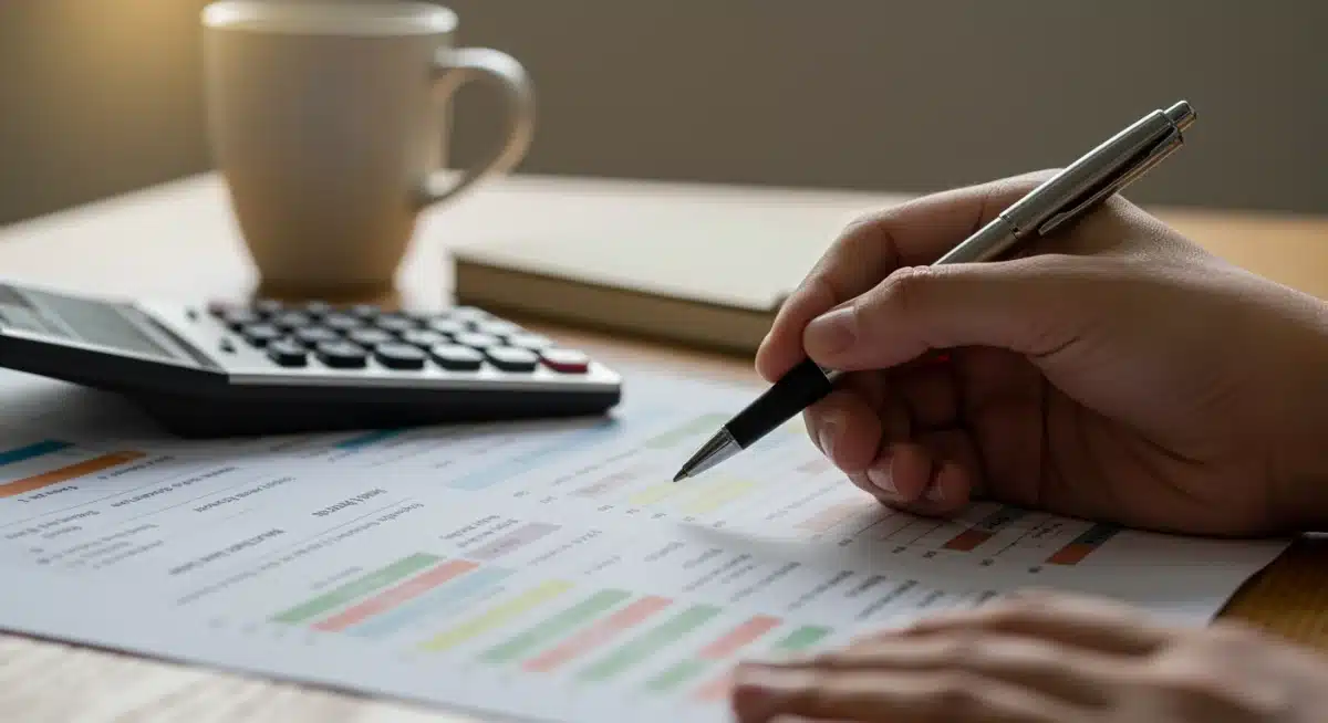 Hand analyzing financial documents for optimal retirement contribution strategies