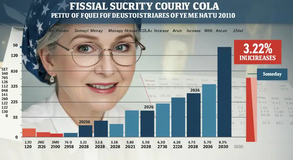 Bar chart illustrating historical Social Security COLA increases, highlighting the 2026 3.2% adjustment.