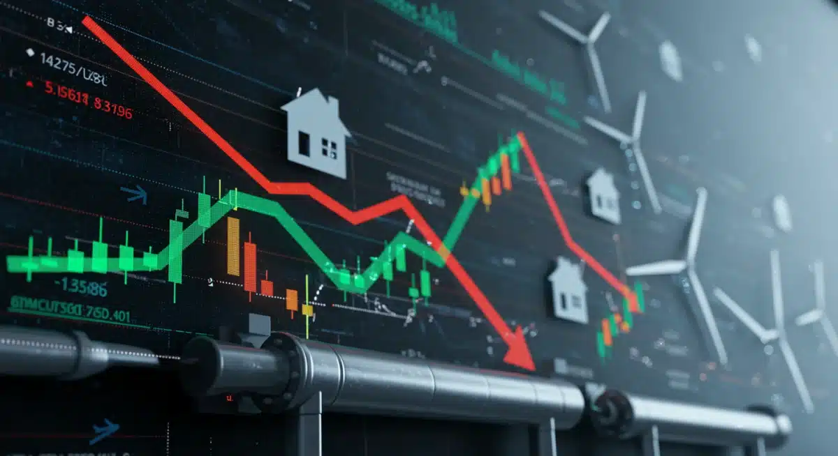 Graphic showing fluctuating utility costs and energy sources.