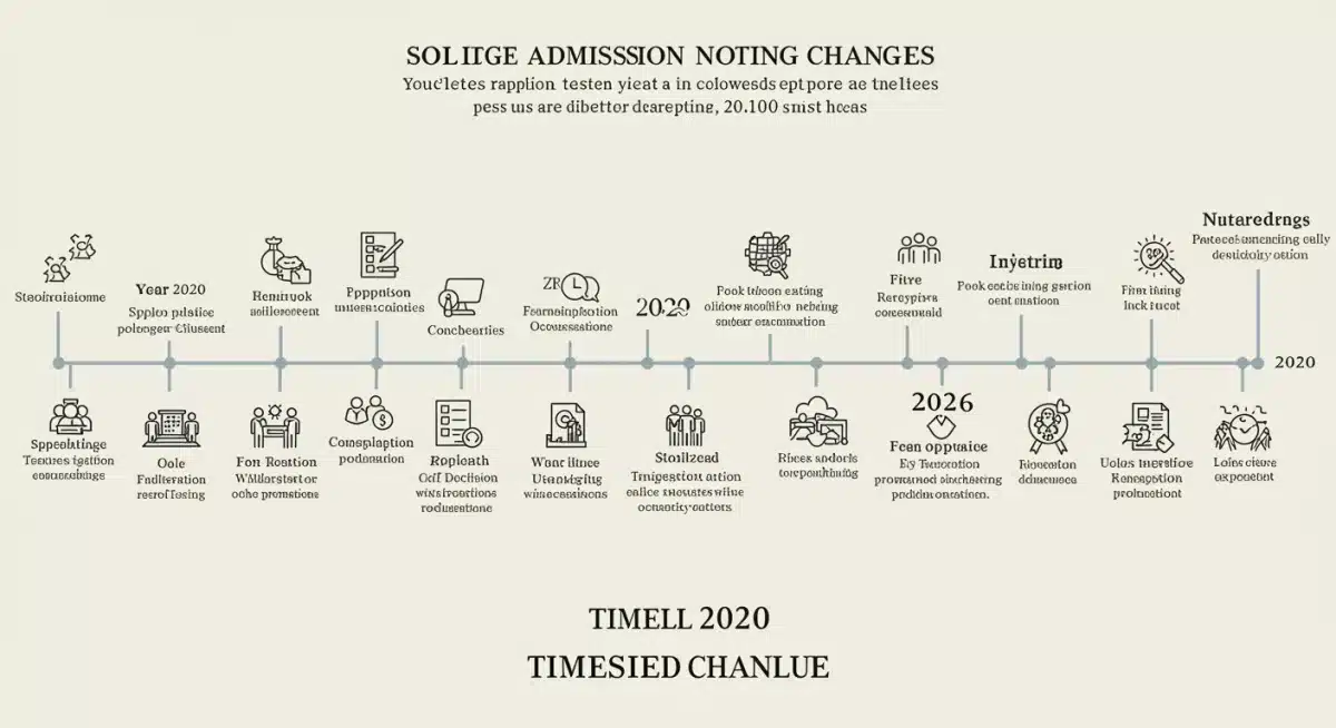 Timeline showing important dates for 2026 college admissions testing.