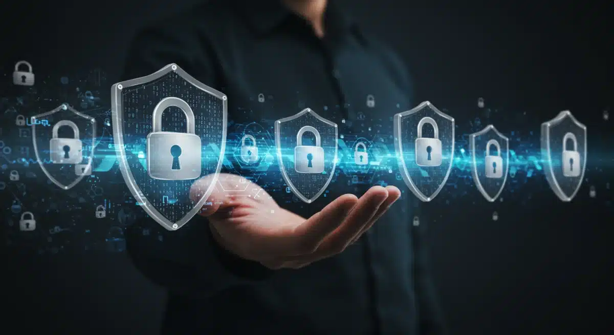 Encrypted digital data flow with security locks.