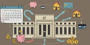Federal Reserve building with financial icons and a 2026 calendar, symbolizing policy impact on personal finance.