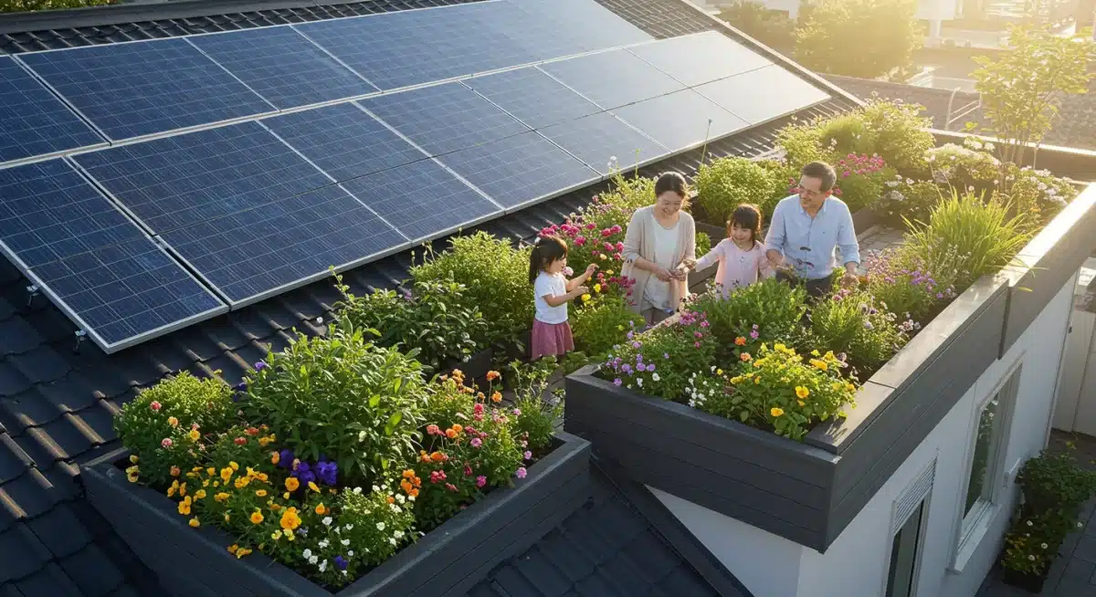 Residential rooftop with solar panels, representing community solar adoption.