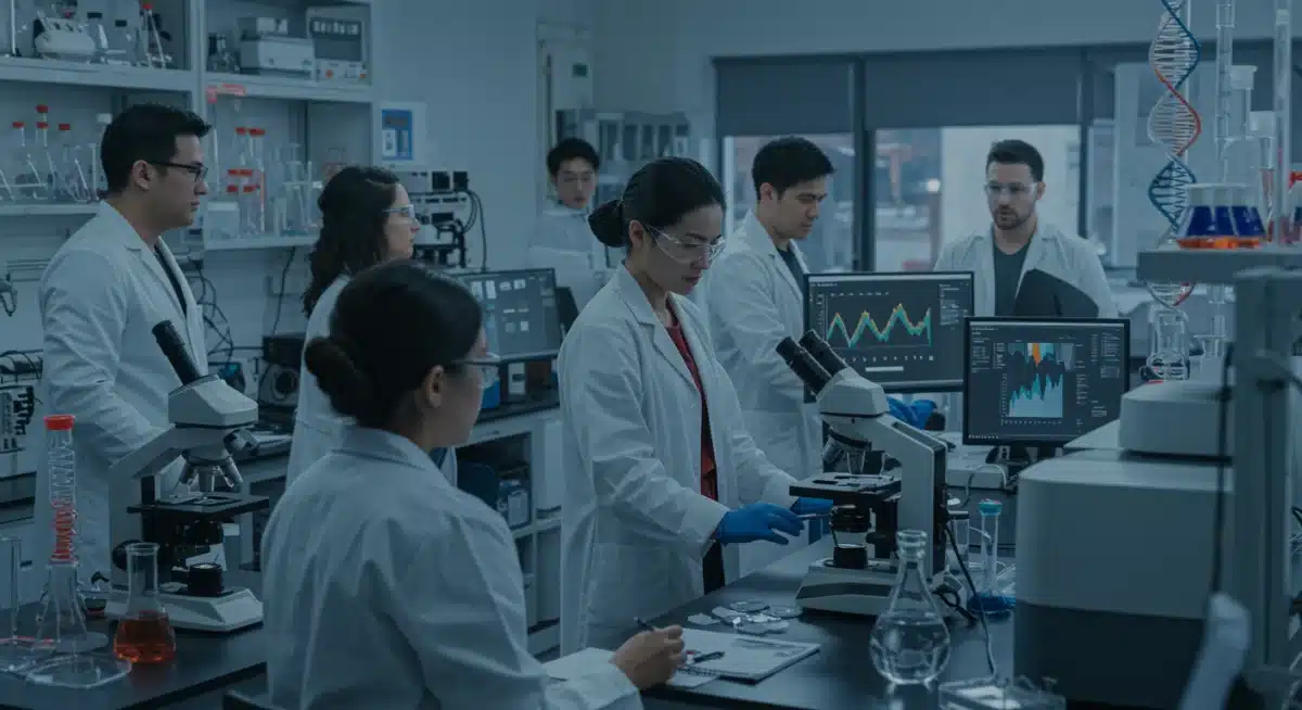 Scientists working in a biotechnology lab, symbolizing innovation in biotech investments.