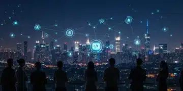 Futuristic cityscape with digital data overlays representing global tech investment opportunities 2026.