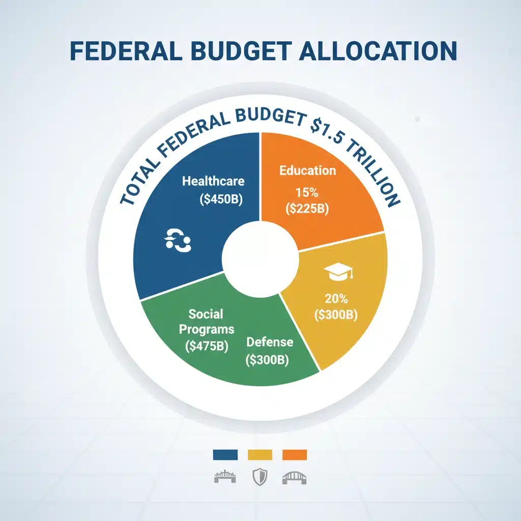 Infographic showing the breakdown of the 2026 Federal Budget by sector