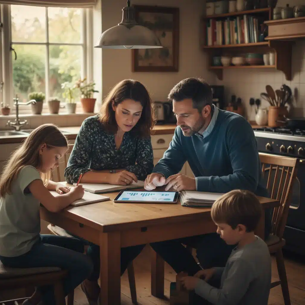 Family discussing household finances in light of economic policy changes