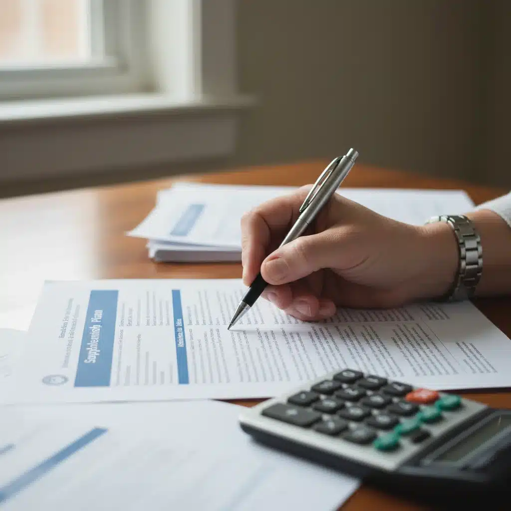 Hand pointing to supplemental benefits section on Medicare Advantage plan document.