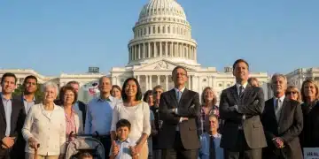 Diverse group in front of US Capitol, representing healthcare reform impact