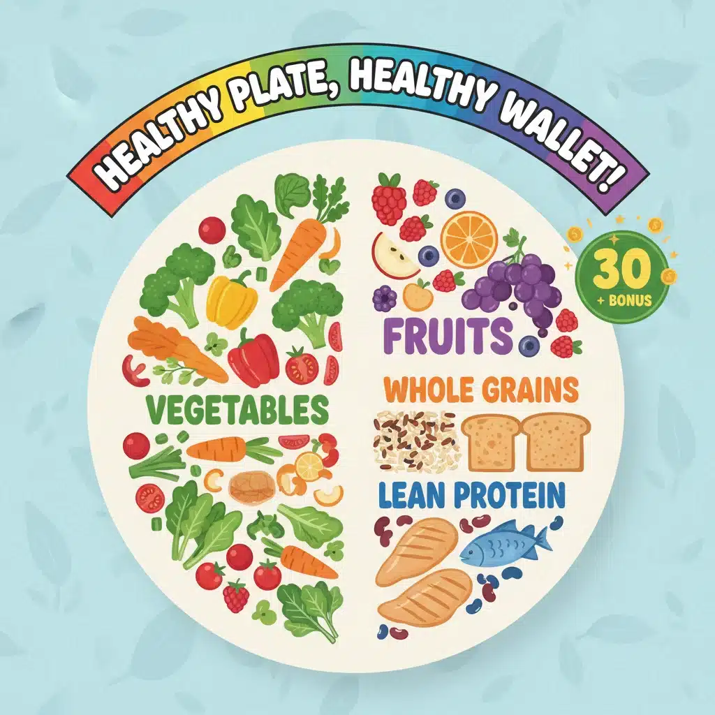 Infographic showing healthy food groups and a  WIC bonus