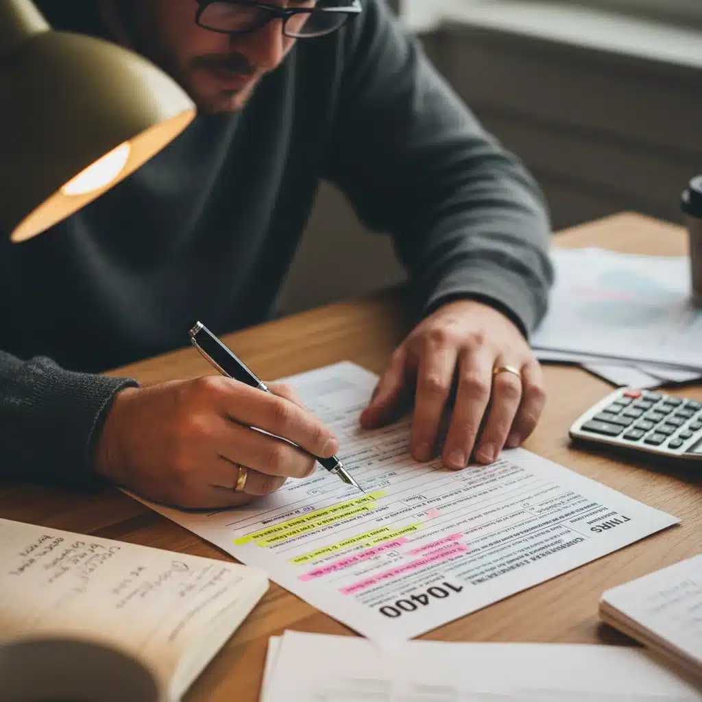 Detailed view of tax forms and a pen for deduction identification