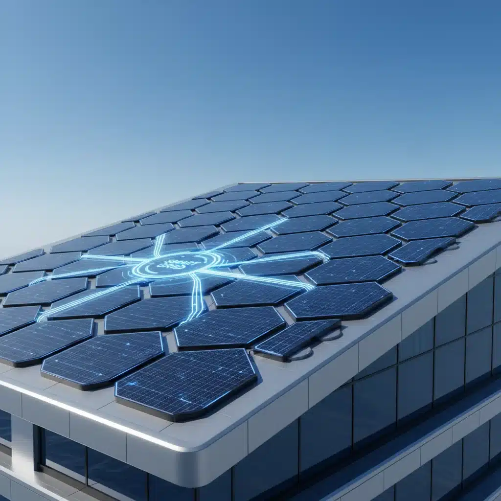 Advanced solar panels on a building rooftop, highlighting efficient solar energy technology.
