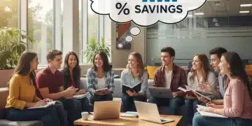 Students discussing college credit transfer for university savings