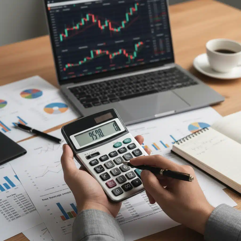 Person analyzing financial documents with a calculator, representing personal finance planning.