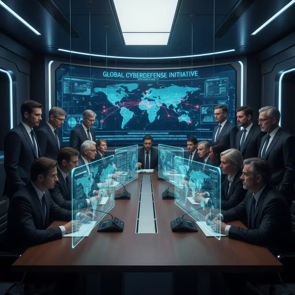 Government and cyber experts analyzing global cyber threat data