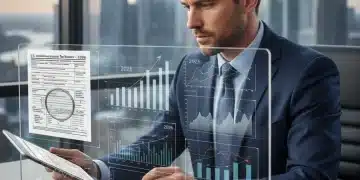 Investor reviewing capital gains tax forms and financial data for 2026 planning