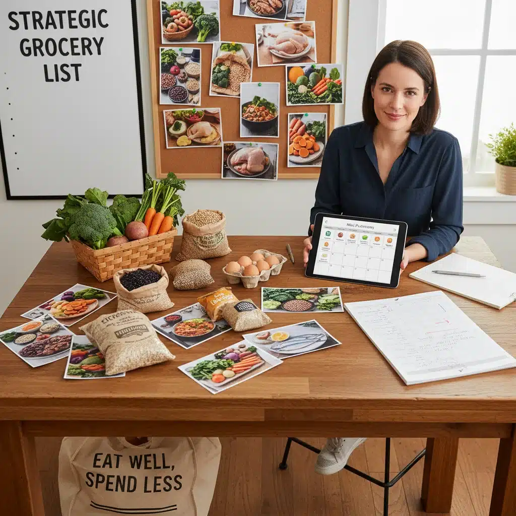 Person planning meals with a tablet and notebook to maximize EBT food benefits.